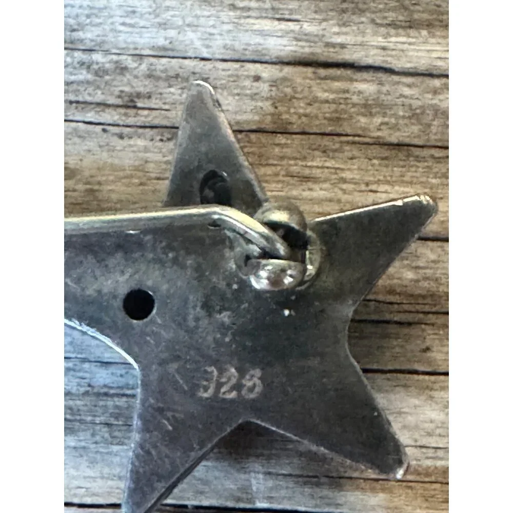 Sterling Silver Star Pin Brooch With Gemstones 2" 9.2g Vintage 925 - Picture 6 of 6